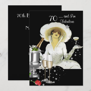 70-årsfest Retro-Diva Art Deco Röd Silver Inbjudningar