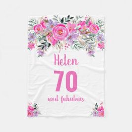 70-årsfilt för rosa blommigt fleecefilt