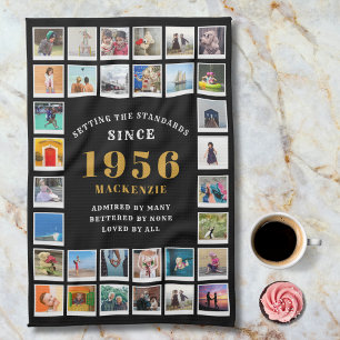 70-årsfirande 1956 Familjeminnen Foto Collage Kökshandduk