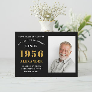 70-årsfirande 1956 Svart Guld Personlig Foto Inbjudningar