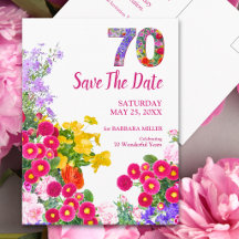 70-årsfirande Blommig Save The Date Elegant Fest
