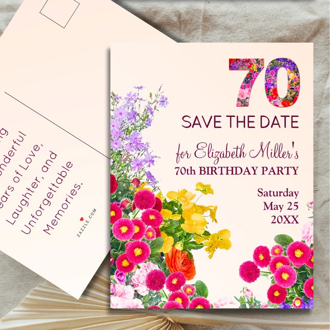 70-årsfirande blomster modern 70 år fest meddelande vykort (Skapare uppladdad)