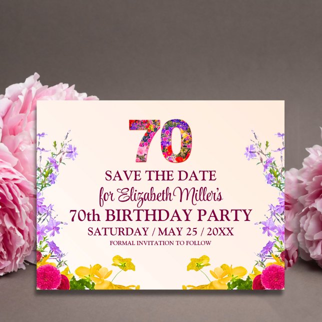 70-årsfirande blomster modern 70 år fest meddelande vykort (Skapare uppladdad)