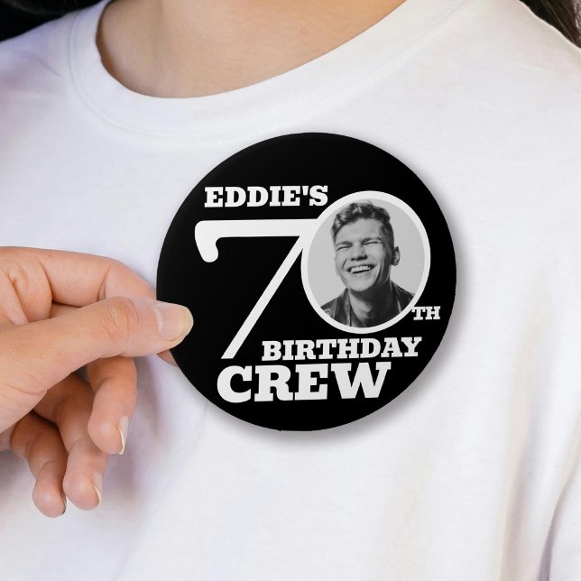 70-årsfirande crew anpassad bild och namn knapp (Skapare uppladdad)
