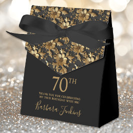 70-årsfirande Guld Blommig Tacksamhet Presentaskar