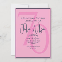 70-årsfirande Inbjudan Elegant Rosa & Marinblå
