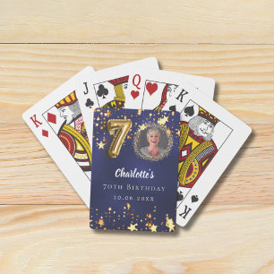 70-årsfirande marinblå gyllene stjärnor foto casinokort