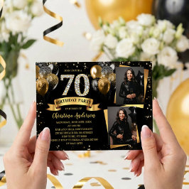 70-årsfirande Moderna Guld Glitter Ballonger 2 Fot Inbjudningar