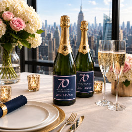 70-årsfirande Modernt Elegant Rosa & Marinblå