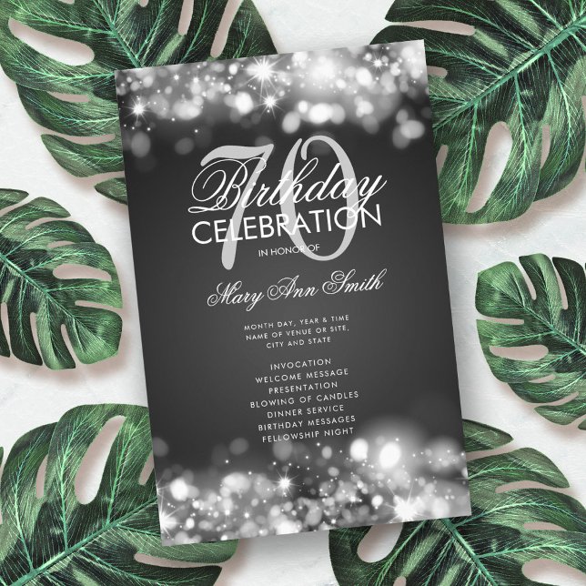 70-årsfirande Program Glam Ljus Silver Meny (Skapare uppladdad)