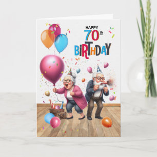 70-årsfirande Roliga gamla man och kvinna ballonge Kort