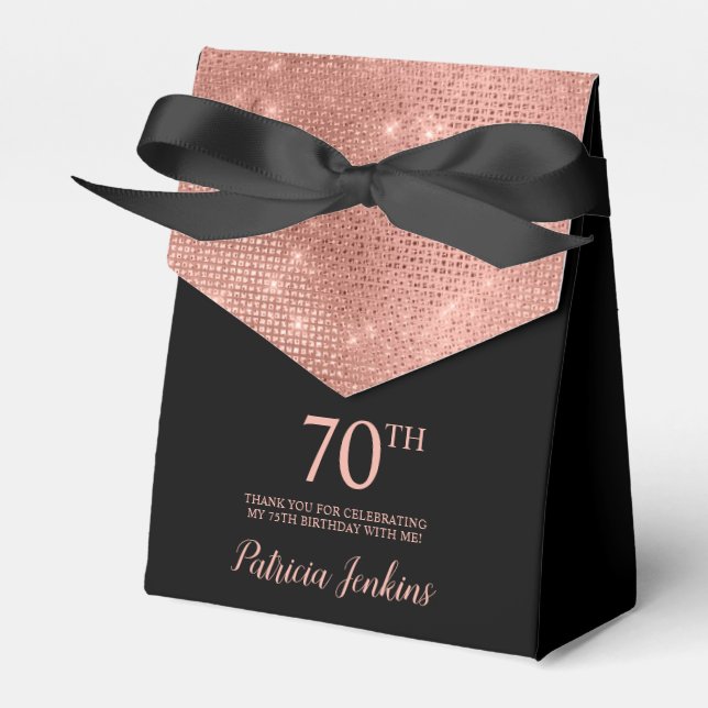 70-årsfirande Rosa Guld Tack Mignonlåda Presentaskar (Framsidan Sidan)