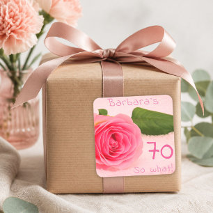 70-årsfirande Rosa Ros Anpassat Namn Motiverande Fyrkantigt Klistermärke