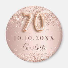 70-årsfirande rose gold blush save the date magnet