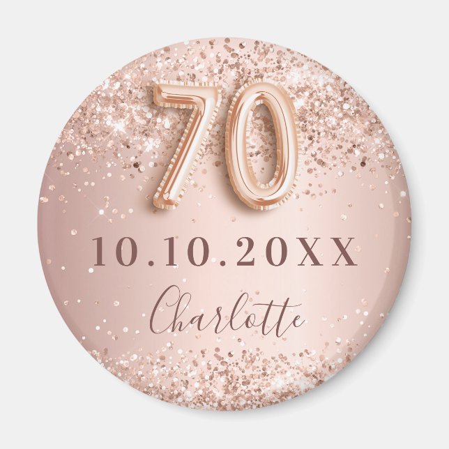 70-årsfirande rose gold blush save the date magnet (Framsidan)