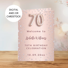 70-årsfirande roséguld diamanter välkomstmeny inbjudan