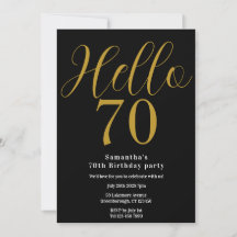 70-årsfirande Svart Guld Elegant Födelsedag