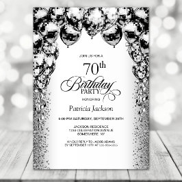 70-årsfirande Svarta och Vita Ballonger Party Inbjudningar
