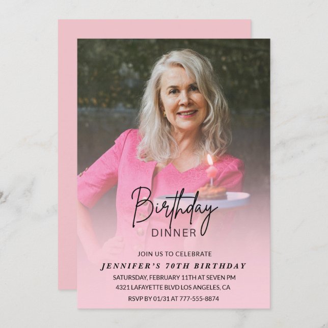 70-årsinbjudningar Födelsedag Foto Inbjudningar (Fram/baksida)