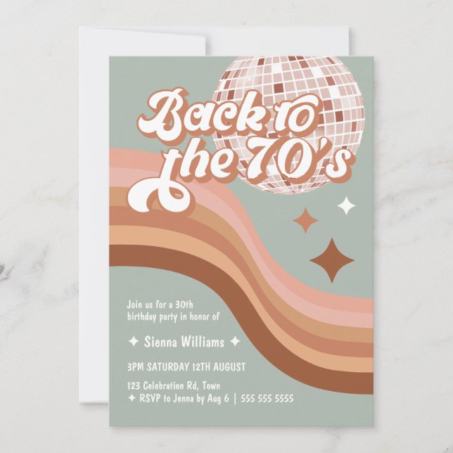 70-årsjubileum Groovy Retro - alla åldrar - Disco  Inbjudningar (Framsida)