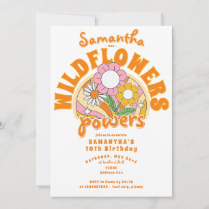 70-årsjubileum Groovy Retro Wildblomsblomma Ströms Inbjudningar