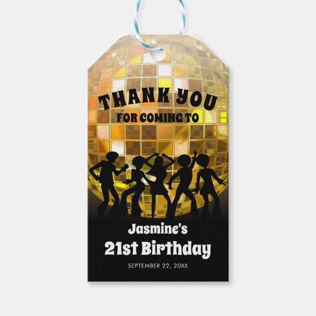 70-årsjubileum Guld Glitter Boll Tack Presentetikett (Framsidan)