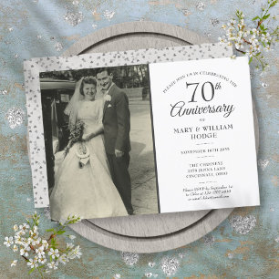 70-årsjubileum Love Heart Konfetti Bröllopsfoto Inbjudningar
