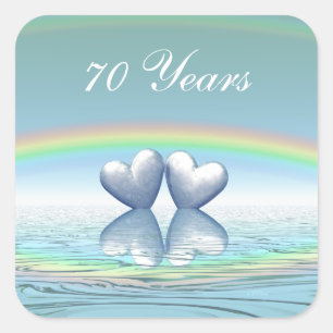 70-årsjubileum Platinum Hearts Fyrkantigt Klistermärke