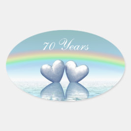 70-årsjubileum Platinum Hearts Ovalt Klistermärke