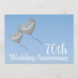 70-årsjubileum platinum hjärtballong inbjudningar
