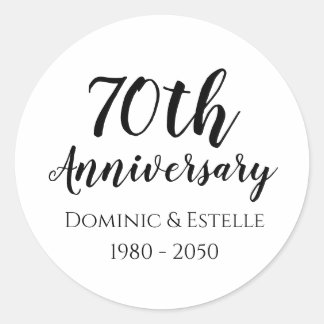 70-årsjubileum Rund Kuvert Förmånsetiketter Runt Klistermärke