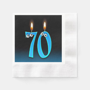 70-årsljus med ögonbollar pappersservett