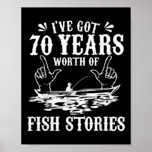 70-årspresent Fiskare T-shirt Rolig B Fisketräja Poster