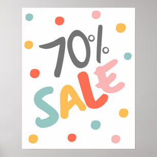 70 % av försäljningsskylten, försäljningsskylt för poster