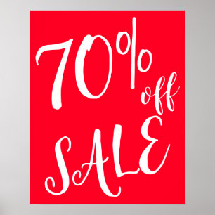 70 % av försäljningsskylten, Red Boutique Sale Sig Poster