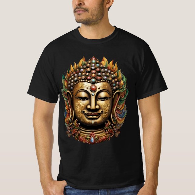 70 Buddha Manjusri - Buddhist Mask T-Shirt (Framsida)