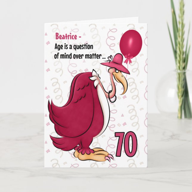 70:e ädla födelsedag Rosa Buzzard med Namn Kort (Framsida)