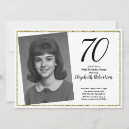 70:e Anpassningsbarna Photo White och Guld Inbjudningar