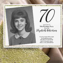 70:e Anpassningsbarna Photo White och Guld Inbjudningar