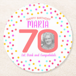 70:e anpassningsbarnas fotofärgad korallkonetti-fö underlägg papper rund