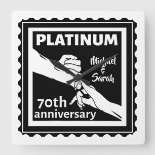 70:e årsdagen av bröllop, traditionell blå platina fyrkantig klocka