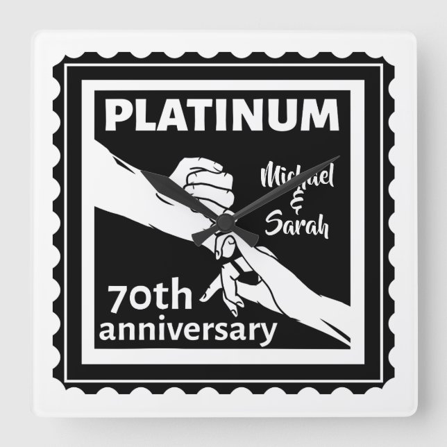 70:e årsdagen av bröllop, traditionell blå platina fyrkantig klocka (Framsida)