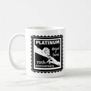 70:e årsdagen av bröllop, traditionell blå platina kaffemugg