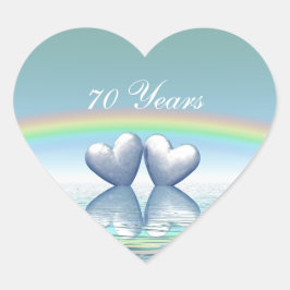 70:e årsdagen Platinum Hearts Hjärtformat Klistermärke