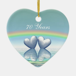 70:e årsdagen Platinum Hearts Julgransprydnad Keramik