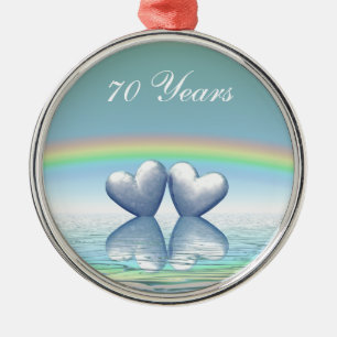 70:e årsdagen Platinum Hearts Julgransprydnad Metall