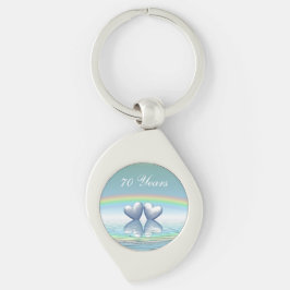 70:e årsdagen Platinum Hearts Swirl Silverfärgad Nyckelring