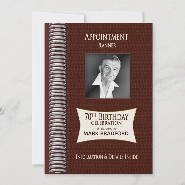 70:e BIRTHDAY-inbjudan, Möte Bok, foto Inbjudningar (Framsida)