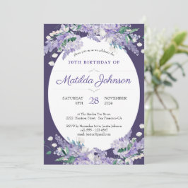 70:e Blommigtens Mörk Lila Wisteria Elegant Inbjudningar