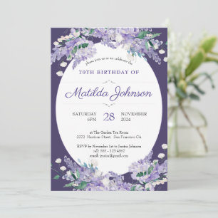 70:e Blommigtens Mörk Lila Wisteria Elegant Inbjudningar